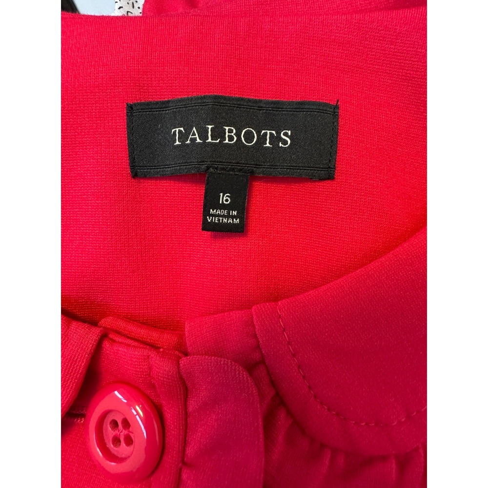 Talbots Ruffle Trim Peter Pan Collar Button Front Jacket Fuchsia Plus Size 16 - Picture 5 of 10